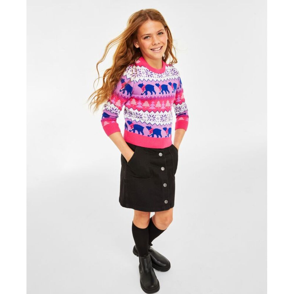 Charter Club Holiday Lane Big Girls Santa Bear Sweater